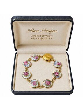 Bavaria Tirschenreuth Broken China Rose Bracelet, 7.5 Inches